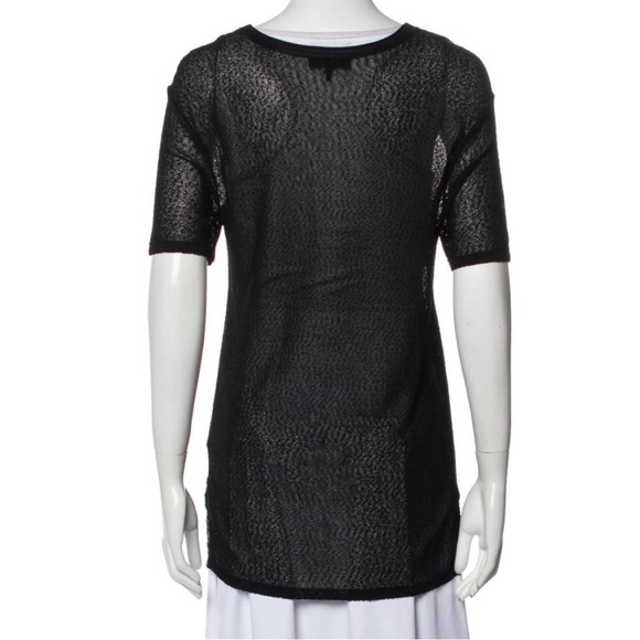 Rag & Bone Mesh Short Sleeve Top with Scoop Neck in Black, Size Small - Picture 3 of 14